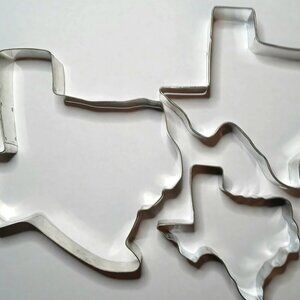 Texas Cookie Cutters Set of 3 -Heavy Duty Tinplate Steel for baking or crafts.